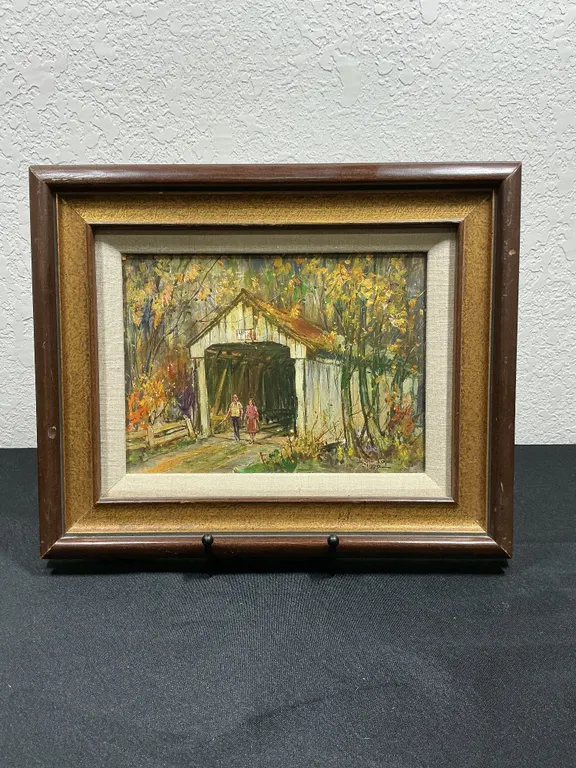 Leslie Cope “A Stroll in the Country” 1979 Original Oil on Masonite