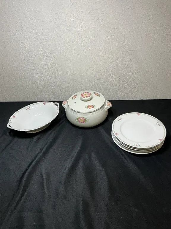 Vintage Noritake Hand Painted China & Hall’s Rose White Casserole