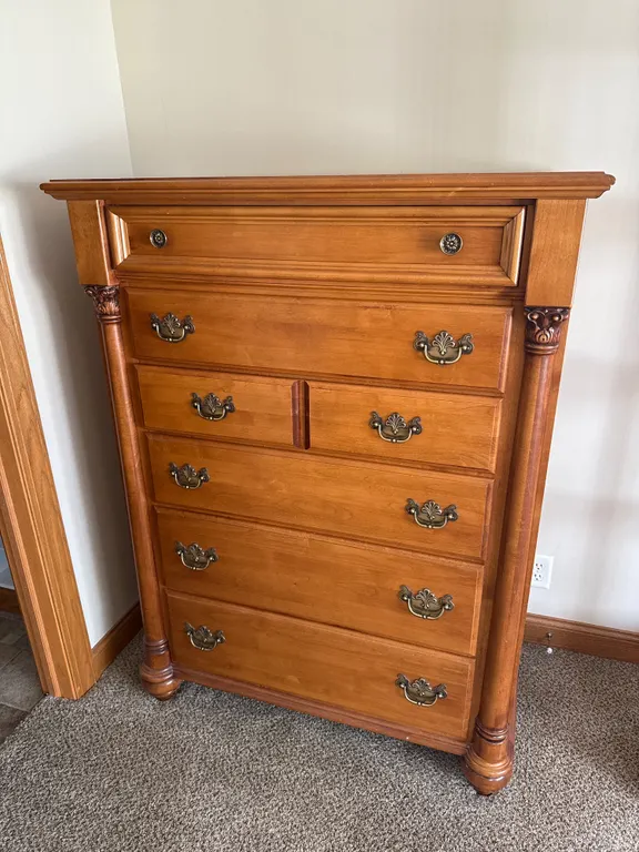 Tall Wood 6 Drawer Chest of Drawers
