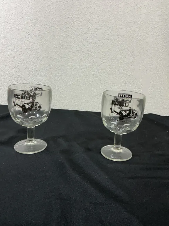Pair of 1928 Chrysler Automobile Stemmed Glasses
