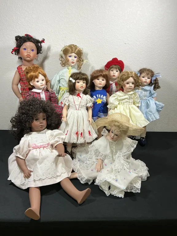 Collection of 10 Vintage Porcelain Artist Dolls – Julie Good-Kruger, Gadco, Pat Wagner & Others
