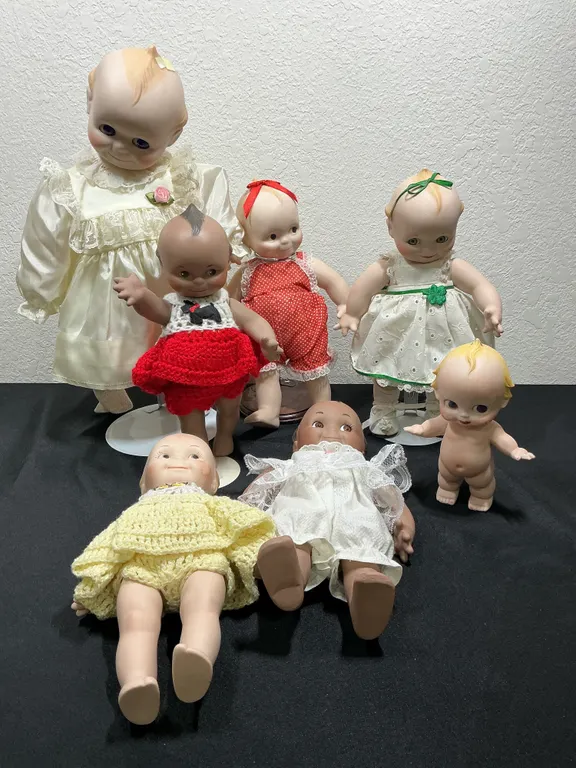 Vintage Handmade Porcelain Kewpie Doll Collection – 7 Dolls