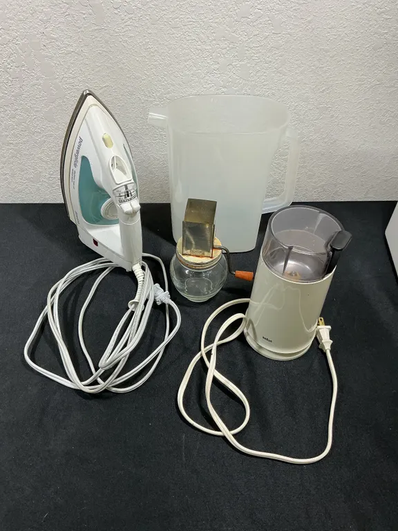 Household Kitchen Lot – PowerGlide Iron, Braun Grinder, Nut Chopper & Pitcher