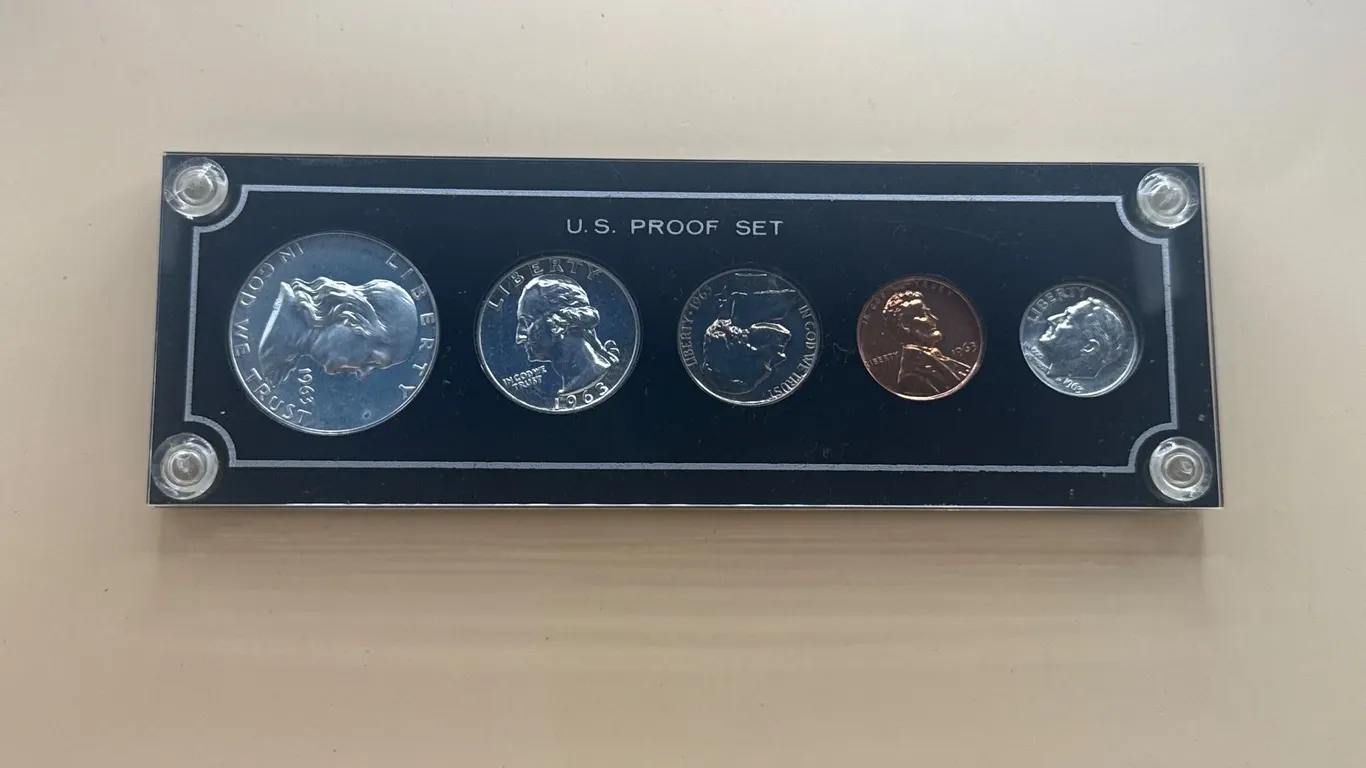 1963 U.S. Proof Coin Set – 5 Coins in Display Holder