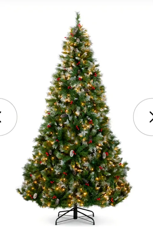 6 Foot Christmas Tree PreLit Twinkling Lights Pre-Decorated Artificial Frosted Pine