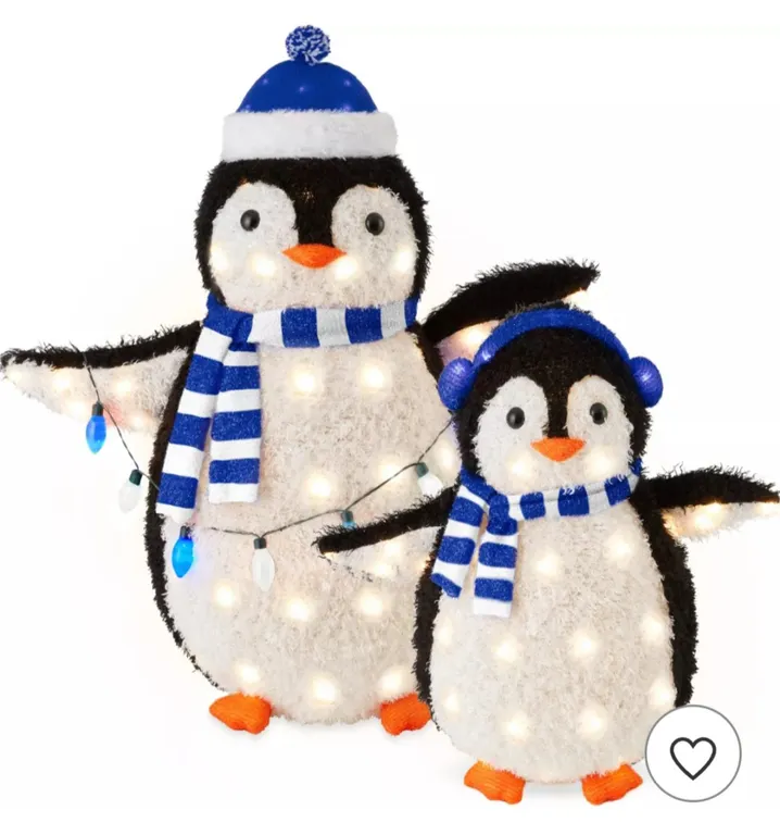 2-Piece Lighted 3ft Pop-Up Penguin Family Outdoor Christmas Decoration w/ 150 LED Lights - Blue