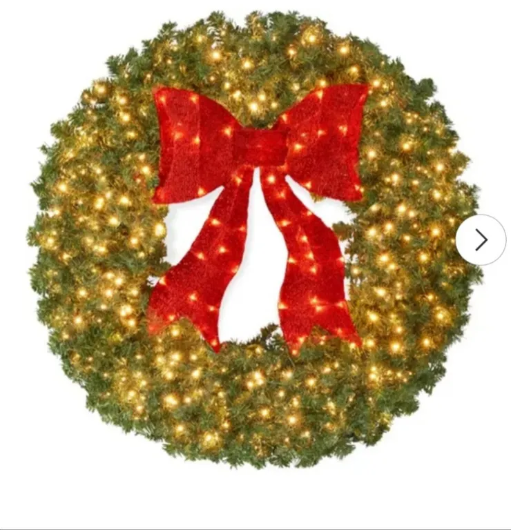 30in Artificial Pre-Lit Fir Christmas Wreath Decor w/ Red Bow, 130 LED Lights, 220 Tips, Plug-In