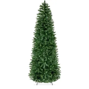 Unlit Pencil Christmas Tree, 6ft Premium Artificial Tree, Realistic Spruce Holiday Decor w/ 618 Bran