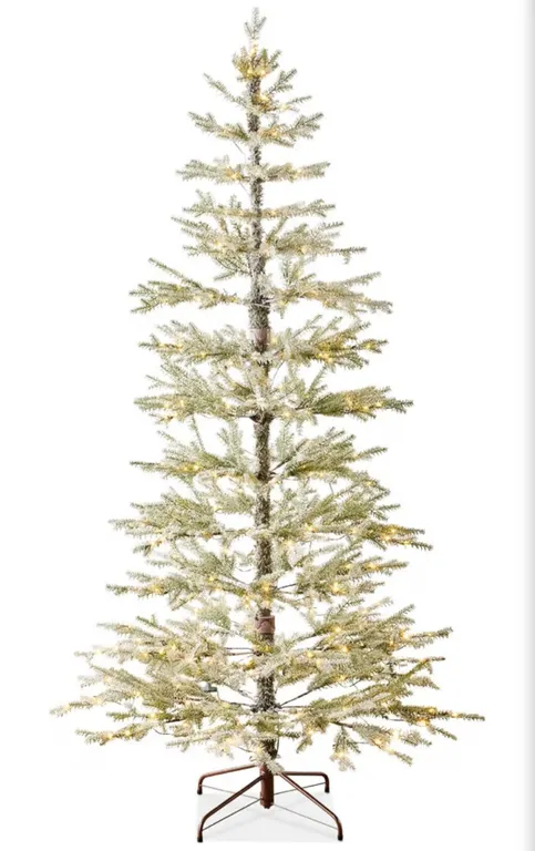 Pre-Lit Sparse Christmas Tree 4.5ft Artificial Flocked Pine Holiday Décor Aspen Noble Fir White & Mu