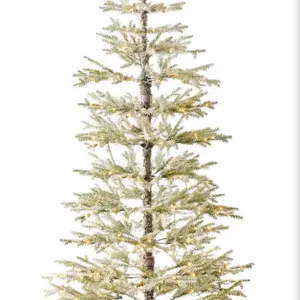 Pre-Lit Sparse Christmas Tree 4.5ft Artificial Flocked Pine Holiday Décor Aspen Noble Fir White & Mu