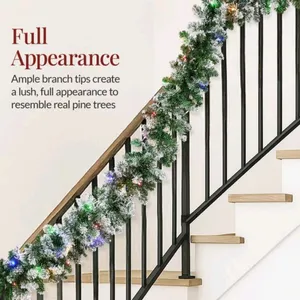 9ft Pre-Lit Flocked Christmas Garland w/ 50 LED Lights