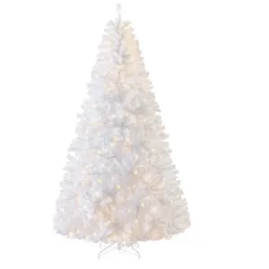 6ft Premium Hinged Artificial Pine Christmas Tree Holiday Decoration W/250 Lights Warm White, Solid