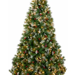 6ft Christmas Tree Pre-Lit w/Viral Twinkling Lights, Pre-Decorated Artificial Frosted Pine Holiday D