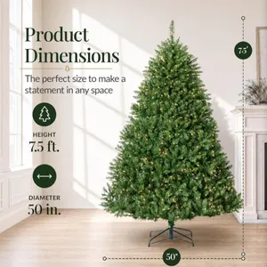 7.5ft Artificial Christmas Tree Pre-lit w/Viral Twinkling Lights Douglas Fir Full Fir Lighted Holida