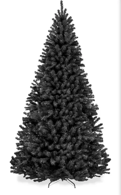 Black Artificial Christmas Tree, 9ft Premium Unlit Realistic Spruce Holiday Décor w/Dense Branches,