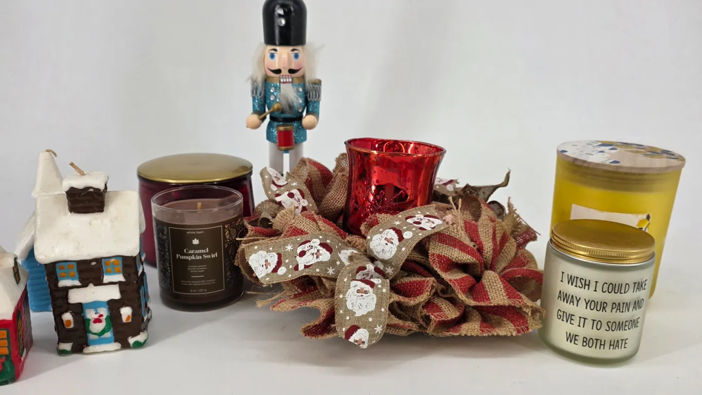 Candle and Centerpiece Lot with Nutcracker