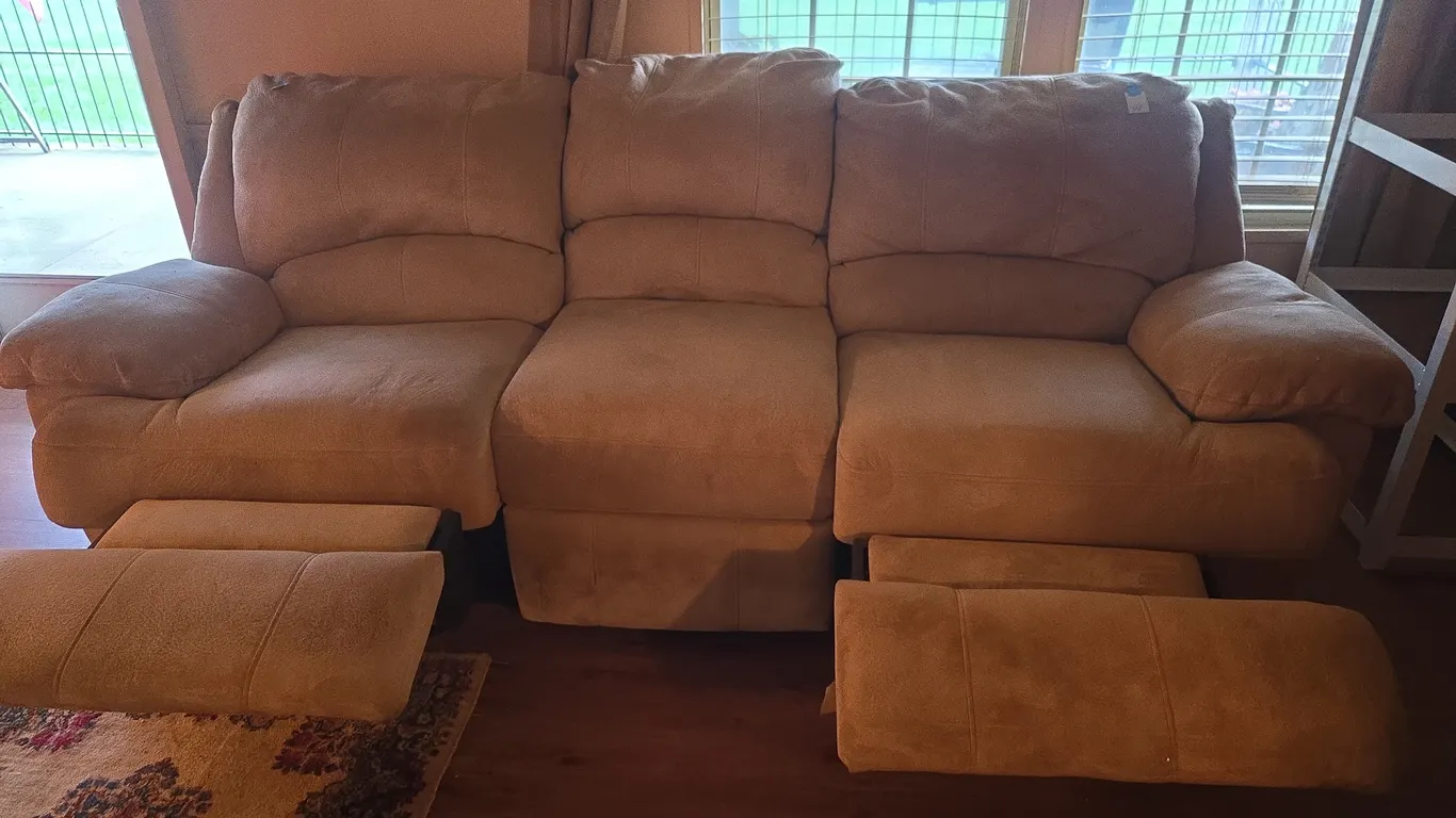 Berkline brand double reclining three sofa couch