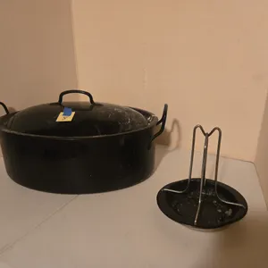 Antique heavy steel roasting pan