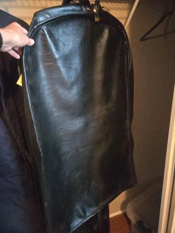 Vintage heavy vinyl men's suit travel bag
