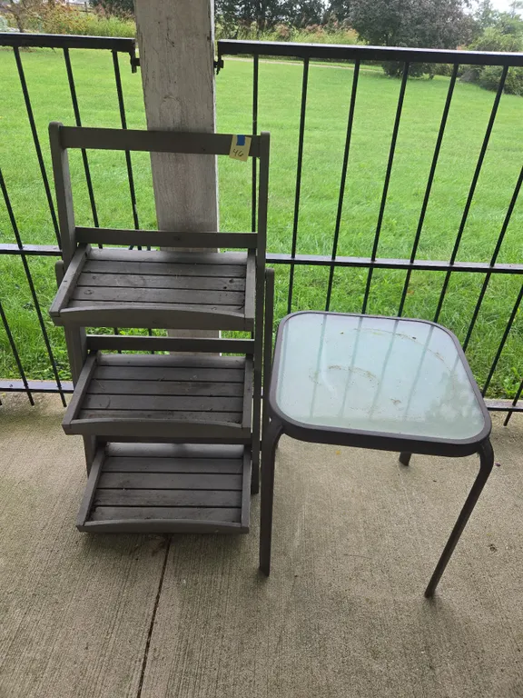 Plant stand and metal patio table