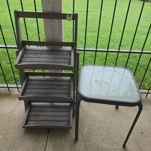 Plant stand and metal patio table