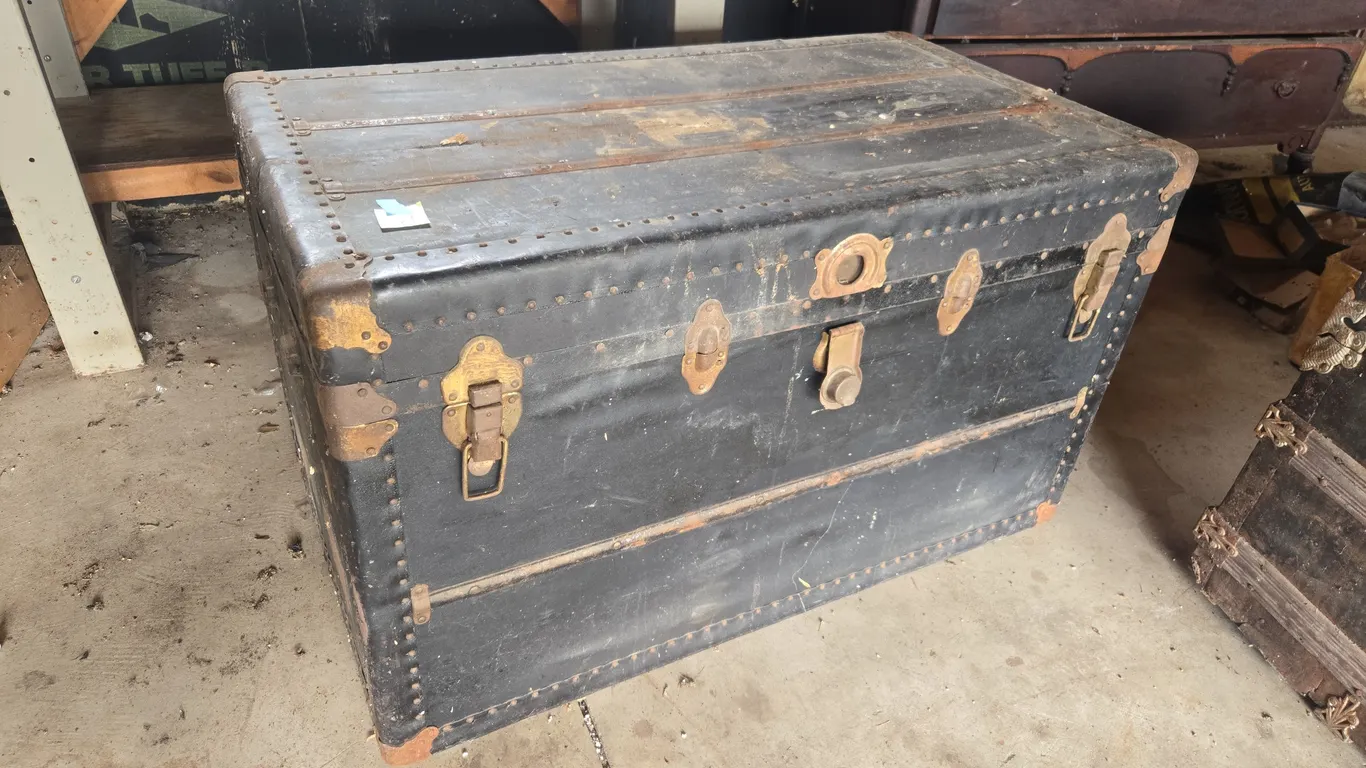 Antique shipping steamer trunk