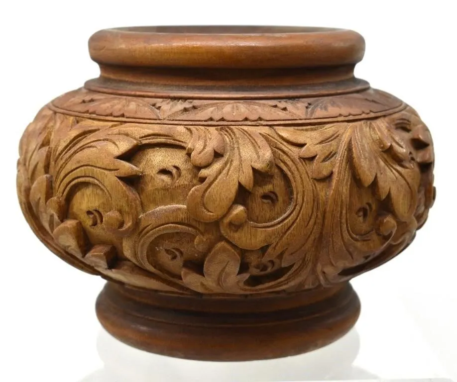 HAND CARVED WOOD VESSEL