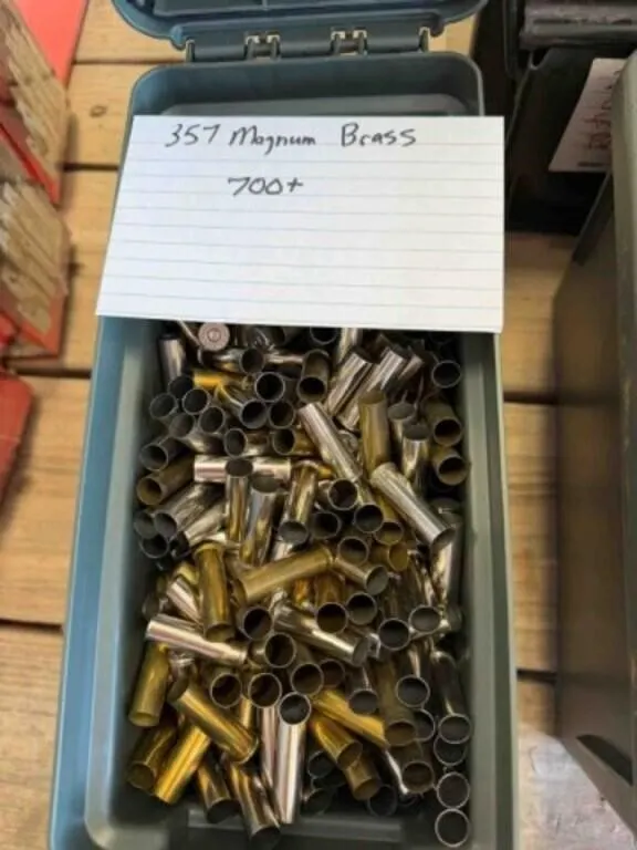 .357 Mag brass; 700+ ct. w/plastic ammo case