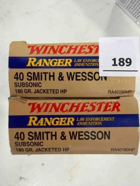 Winchester 40 S&W; 180gr; FMJl 100 ct.; Subsonic