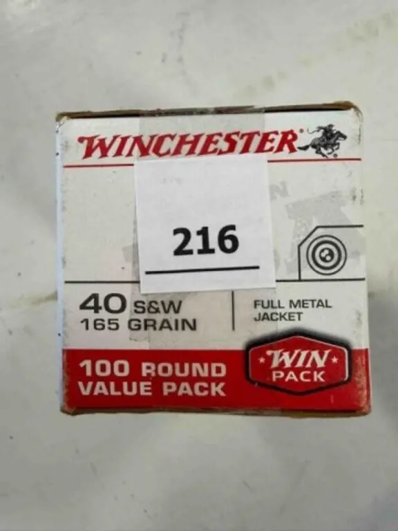 Winchester .40 S&W ammo; 165gr; FMJ; 100 ct.