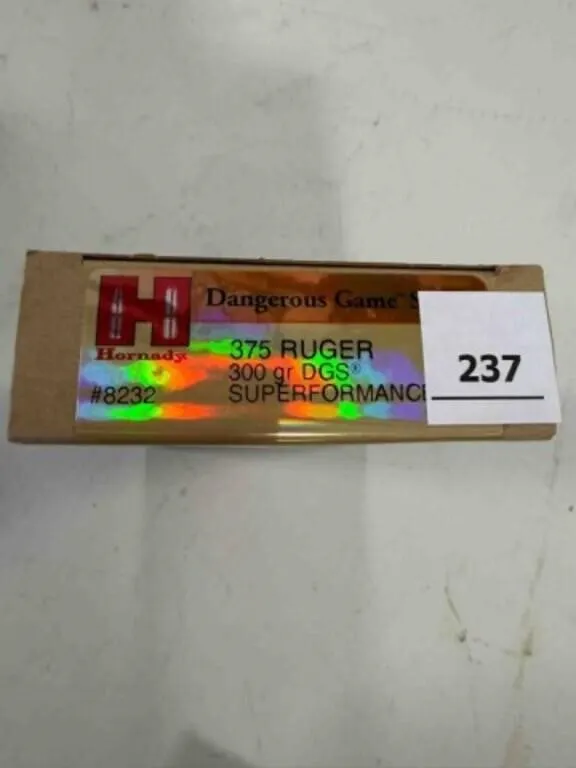 Hornady 375 Ruger ammo; 300gr; DGS; 20 ct.