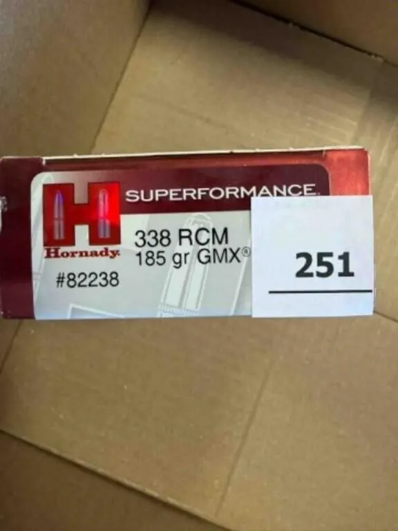 Hornady 338 RCM ammo; 185gr; GMX; 20 ct.