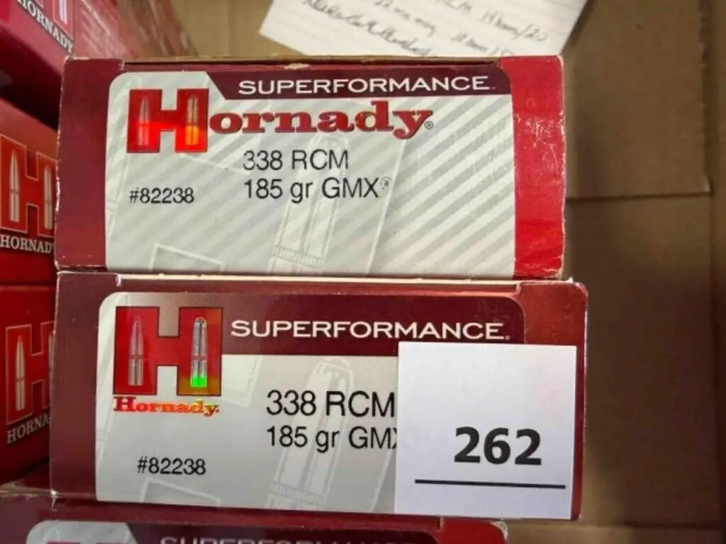 Hornady 338 RCM ammo; 185gr GMX; 40 ct.