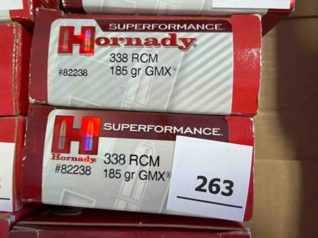 Hornady 338 RCM ammo; 185gr GMX; 40 ct.