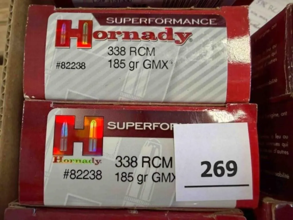 Hornady 338 RCM ammo; 185gr GMX; 40 ct.