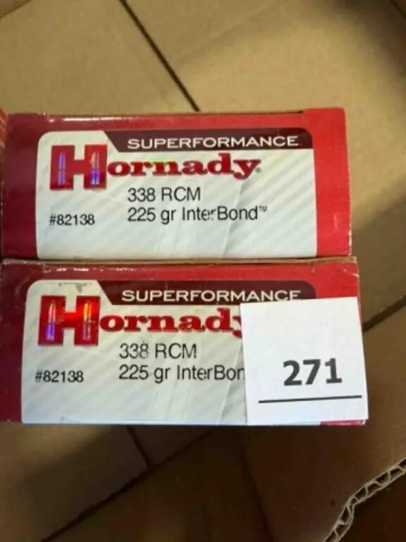 Hornady 338 RCM ammo; 185gr GMX; 40 ct.