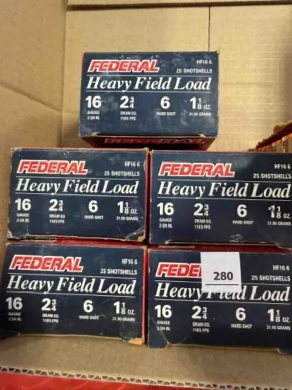 Federal 16ga; 2 3/4" #6 shot; 5-boxes of 25