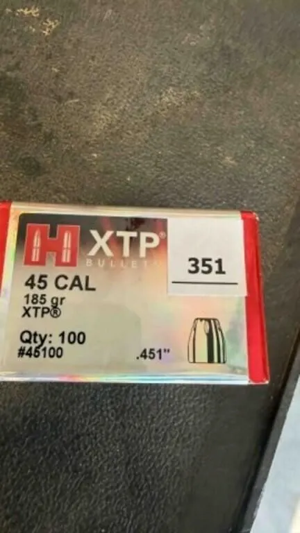 Hornady 45 cal bullets; 185gr; 100 ct.