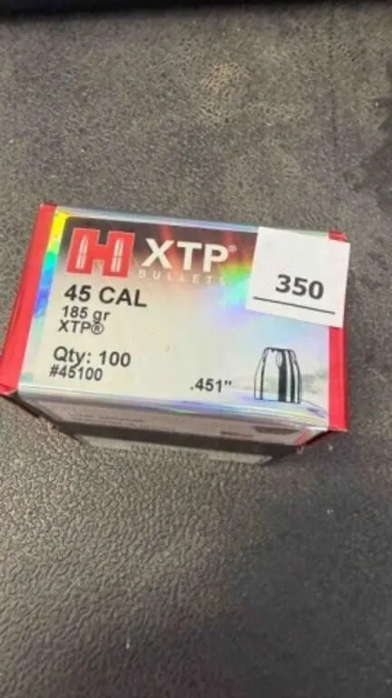 Hornady 45 cal bullets; 185gr; 100 ct.