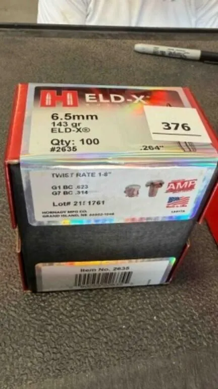 Hornady 6.5mm bullets; 143gr; 100 ct.