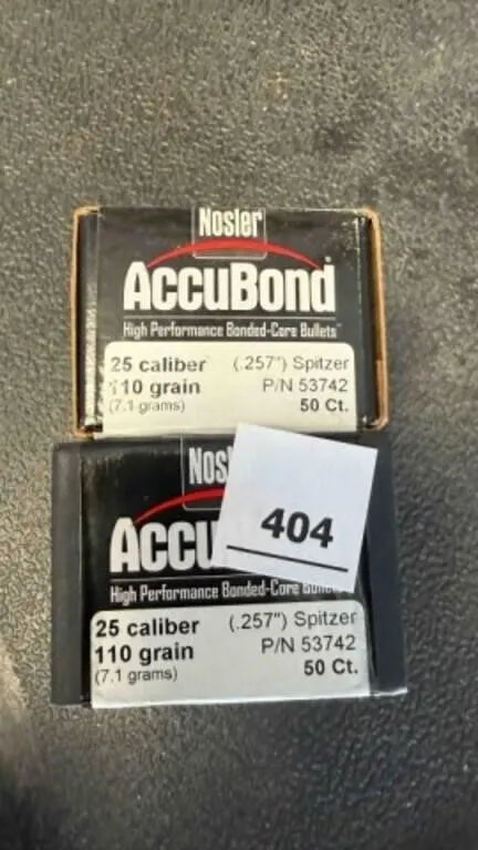 Nosler 25 cal bullets; 110gr; 150 ct.