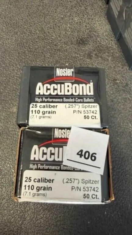 Nosler 25 cal bullets; 110gr; 150 ct.