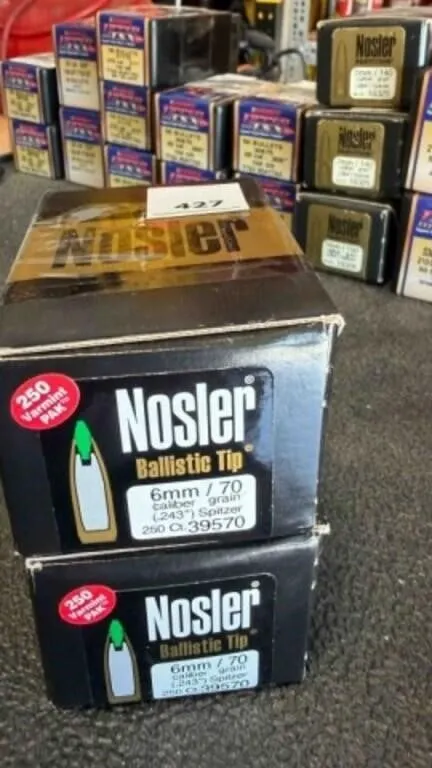 Nosler 6mm cal bullets; 70gr; 500 ct.