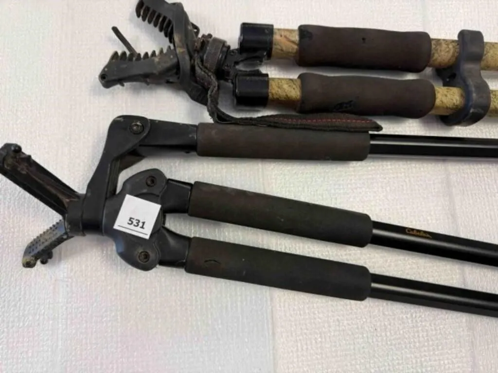 2-shooting sticks; camo has stick residue