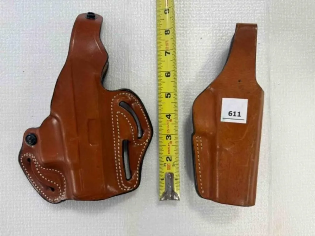 2-leather pistol holsters; fits Glock 27 & 20