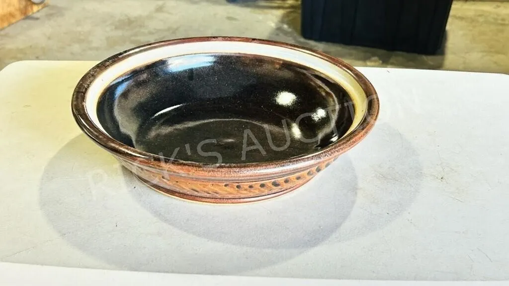 13" signed pottery bowl