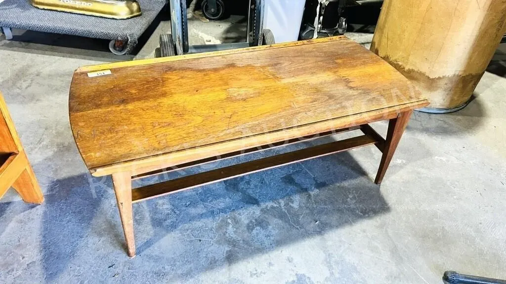 42" long vintage walnut coffee table