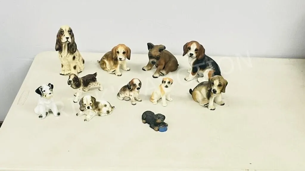 assorted dog breed figurines