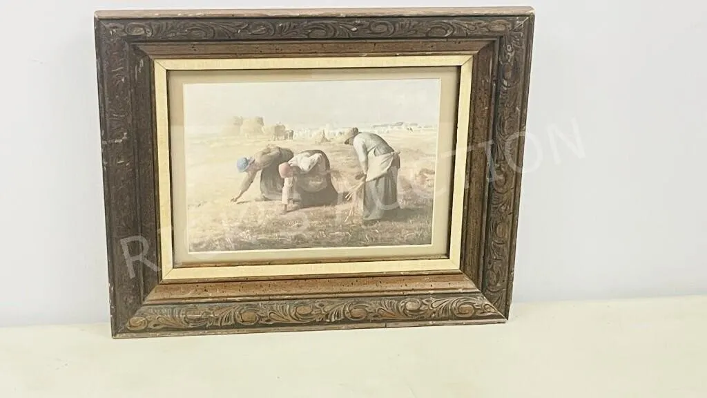 vintage framed picture "harvest scene"