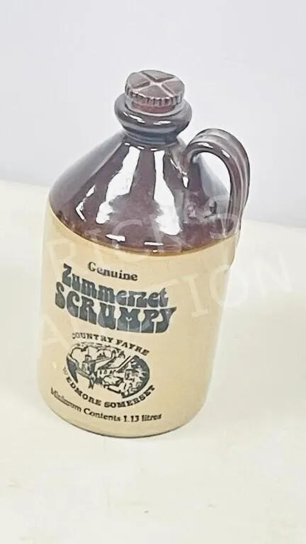 crockery jug w/ threaded stopper-made England